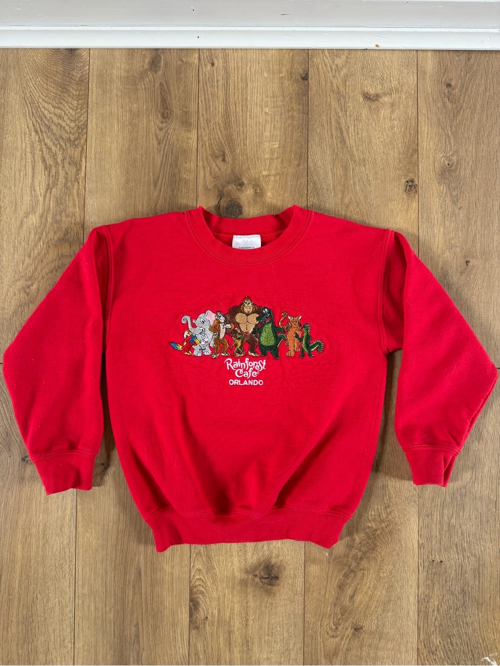 Rainforest Cafe Orlando Red Crewneck Embroidered Sweatshirt Kids Size XS